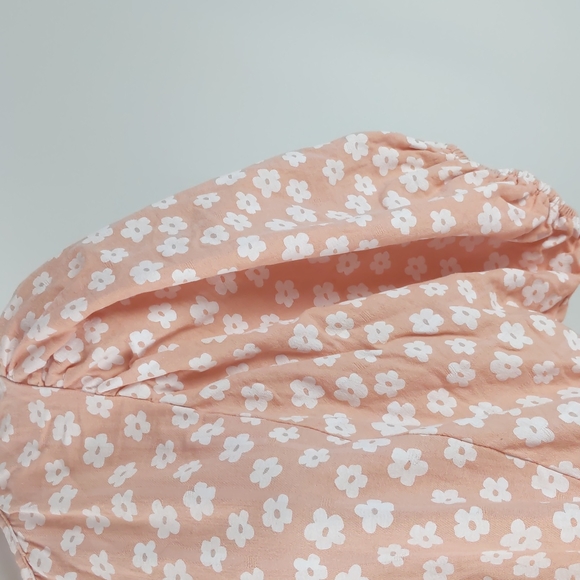 The Self Styler Dress Size 14 Pink White Floral Puff Sleeves Ruffle Tie-up Neck - Picture 5 of 15